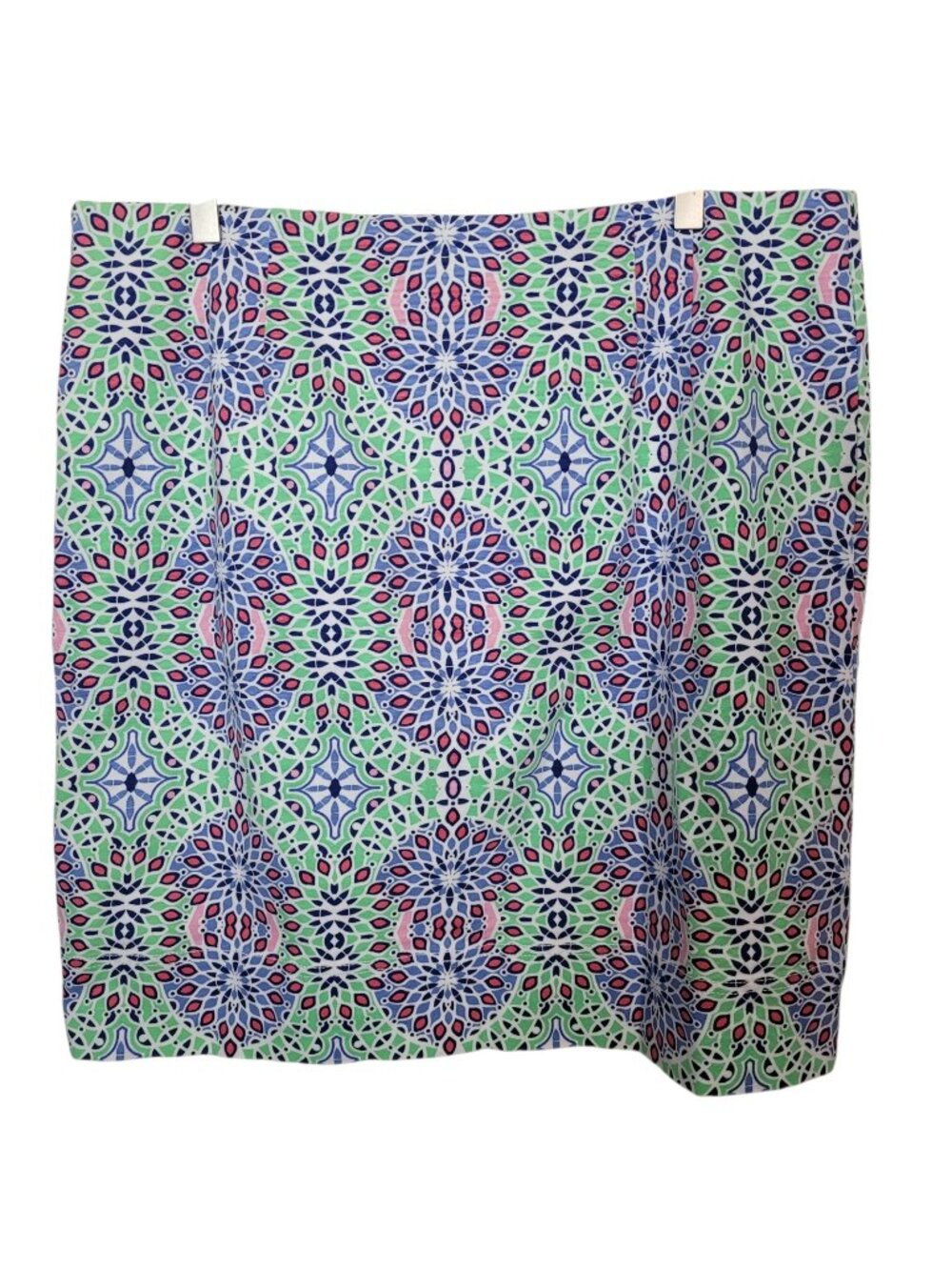Talbots Kaleidoscope Print Pencil Skirt Sz 14 Preppy Pastel Cotton